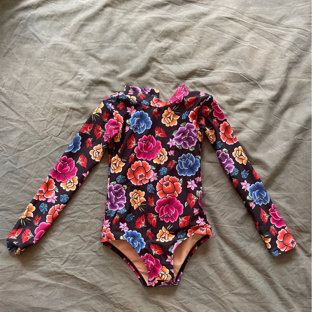 Mott50 toddler girls one piece floral swimsuit back zip